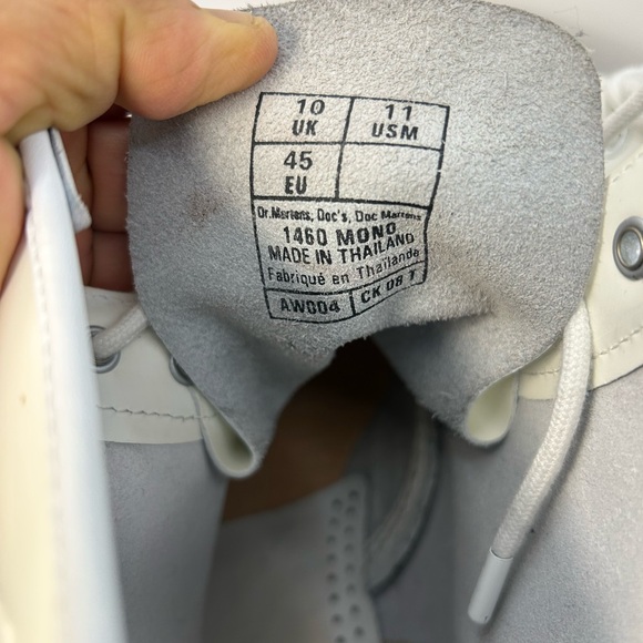 Dr. Martens 1460 Pascal Mono Smooth Leather Lace Up Boots- US:11M/12W, White, - Picture 3 of 16
